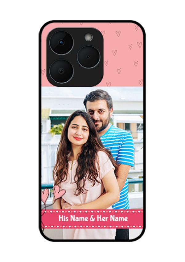 Realme 15T 5G Custom Glass Phone Case - Love Design Peach Color