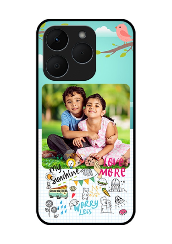 Realme 15T 5G Custom Glass Phone Case - Doodle Love Design