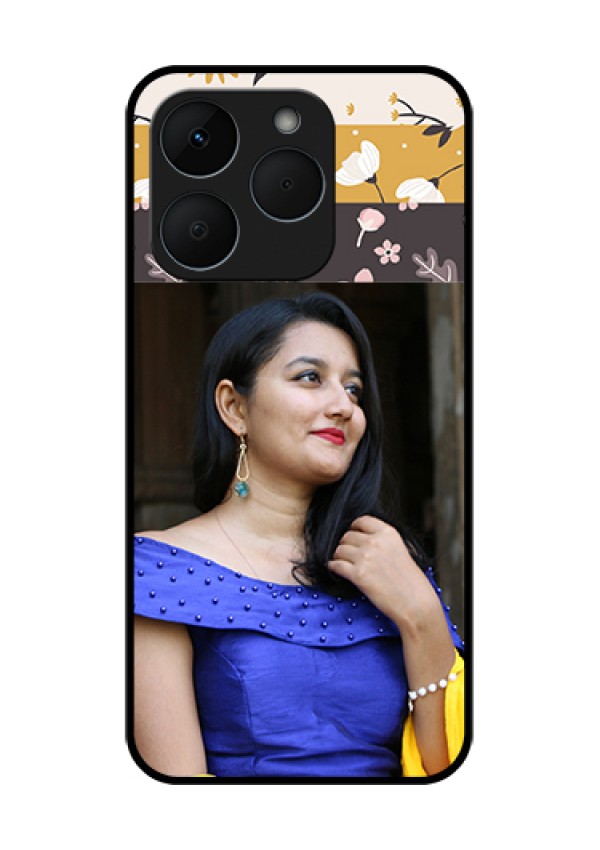 Realme 15T 5G Custom Glass Phone Case - Stylish Floral Design