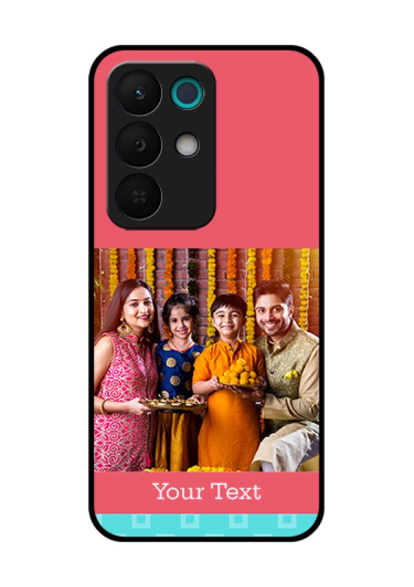 Realme 15X 5G Custom Glass Phone Case - Peach & Blue Color Design