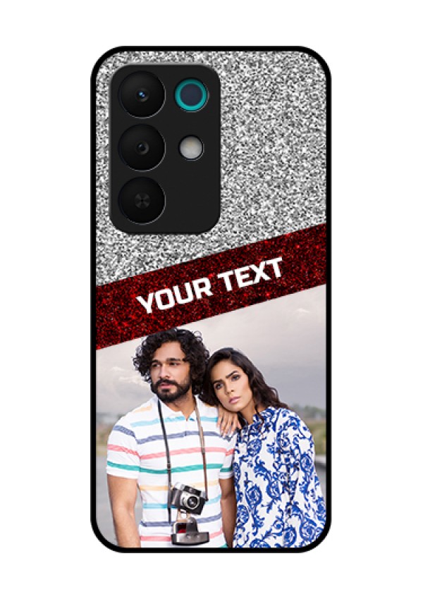 Realme 15X 5G Custom Glass Phone Case - Image Holder With Glitter Strip Design