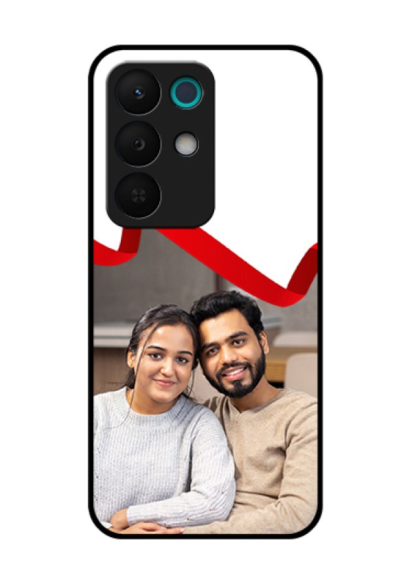 Realme 15X 5G Custom Glass Phone Case - Red Ribbon Frame Design