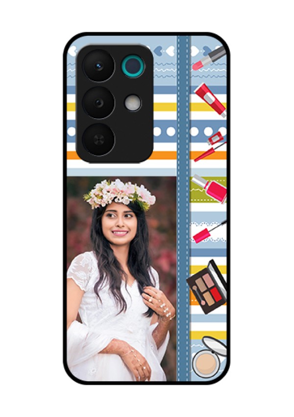 Realme 15X 5G Custom Glass Phone Case - Makeup Icons Design