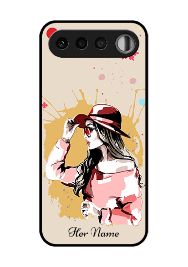 Realme 16 5G Custom Glass Phone Case - Women With Pink Hat Design