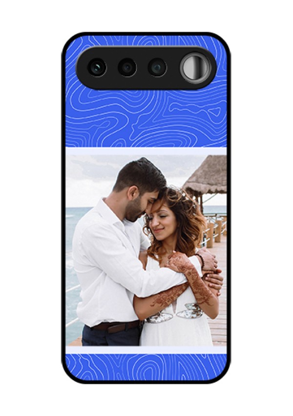 Realme 16 5G Custom Glass Phone Case - Curved Line Art With Blue And White Design