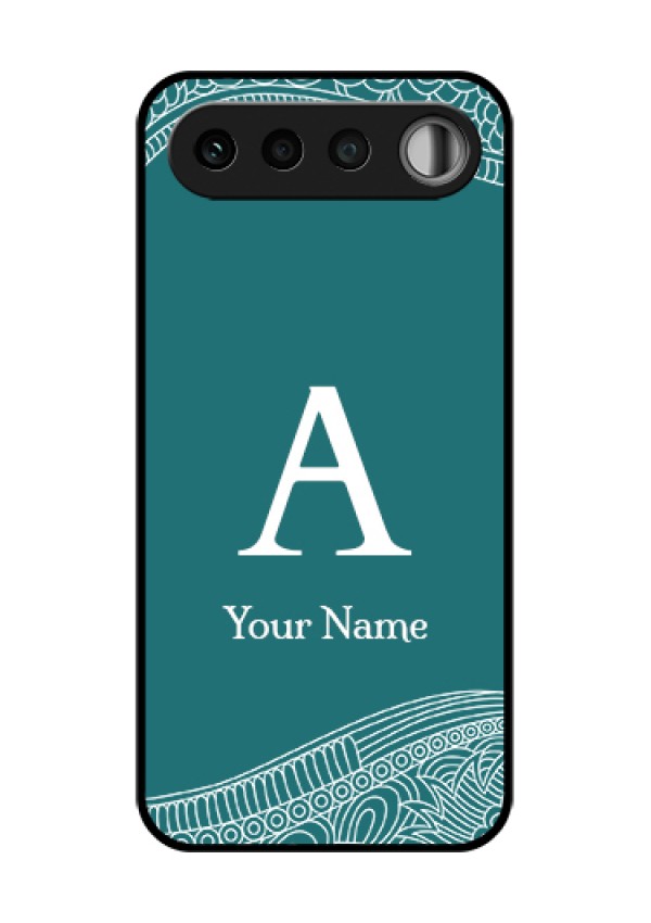 Realme 16 5G Custom Glass Phone Case - Line Art Pattern With Custom Name Design