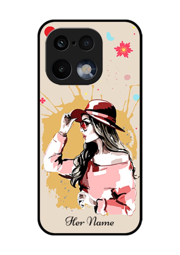 Realme 16 Pro 5G Custom Glass Phone Case - Women With Pink Hat Design