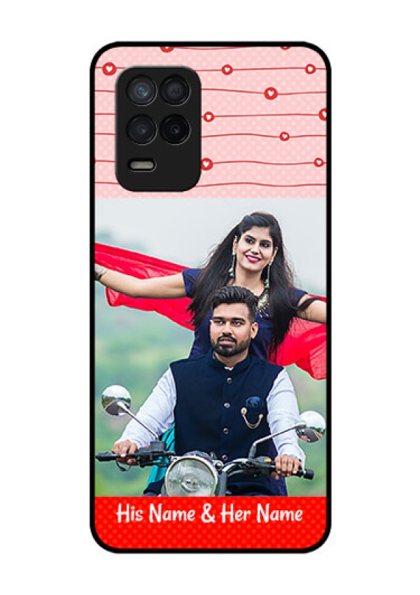 Realme 8 5G Personalized Glass Phone Case - Red Pattern Case Design