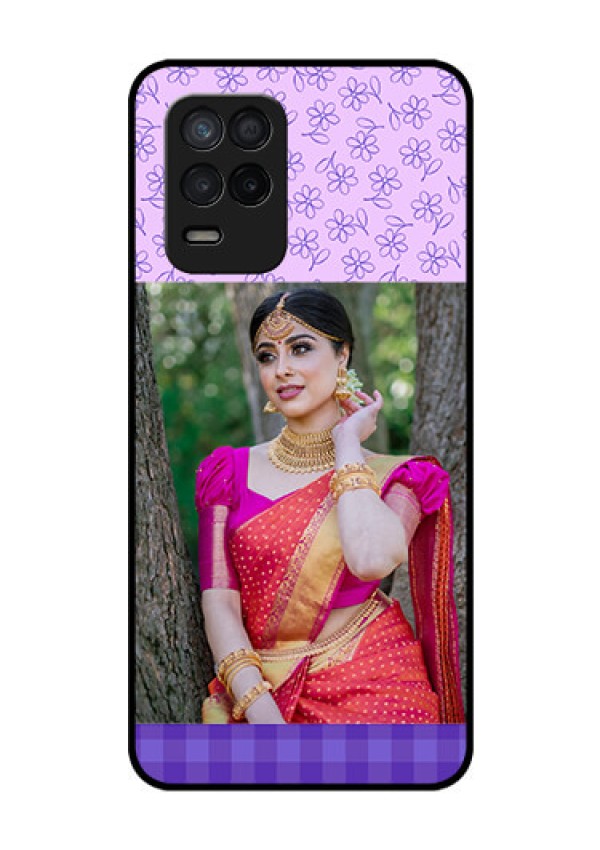Realme 8 5G Custom Glass Phone Case - Purple Floral Design