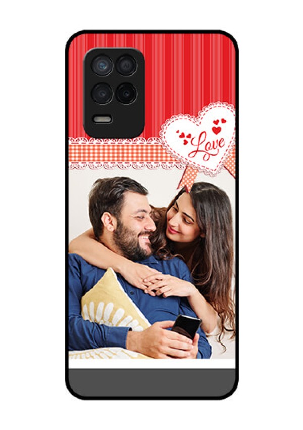 Realme 8 5G Custom Glass Mobile Case - Red Love Pattern Design