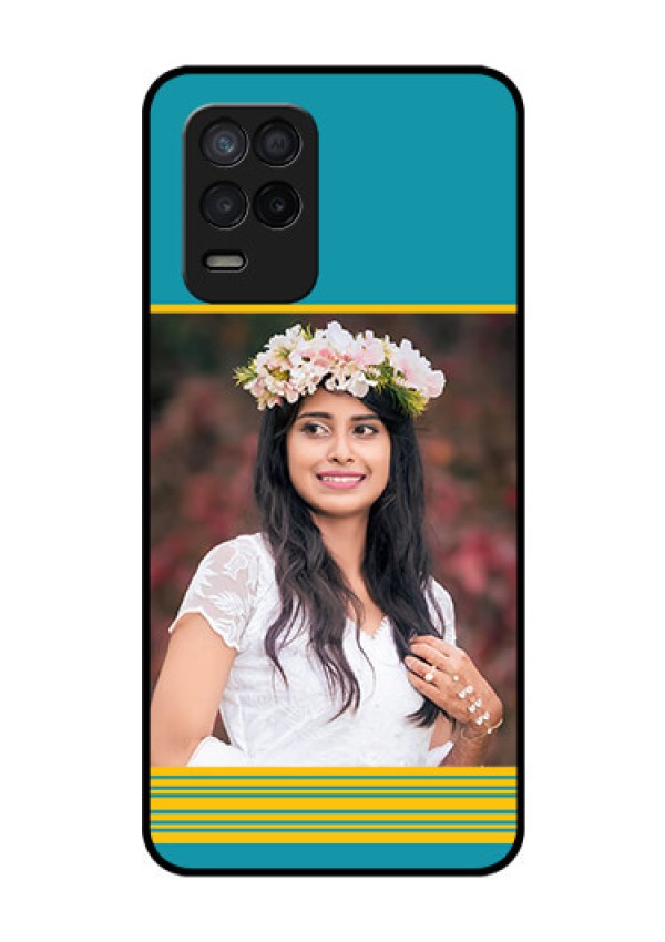Realme 8 5G Custom Glass Phone Case - Yellow & Blue Design 