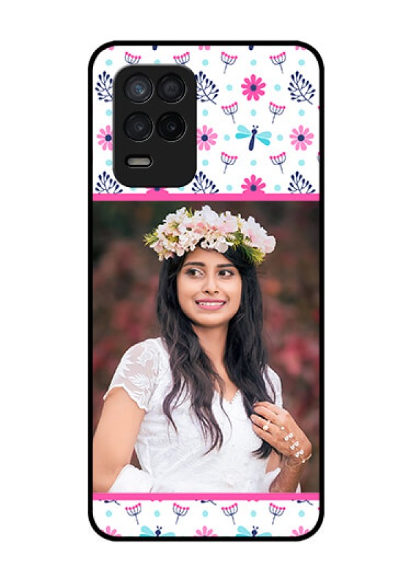 Realme 8 5G Photo Printing on Glass Case - Colorful Flower Design