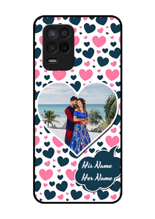 Realme 8 5G Custom Glass Phone Case - Pink & Blue Heart Design