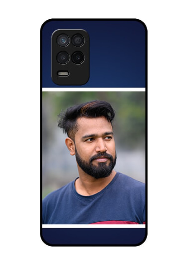 Realme 8 5G Personalized Glass Phone Case - Simple Royal Blue Design