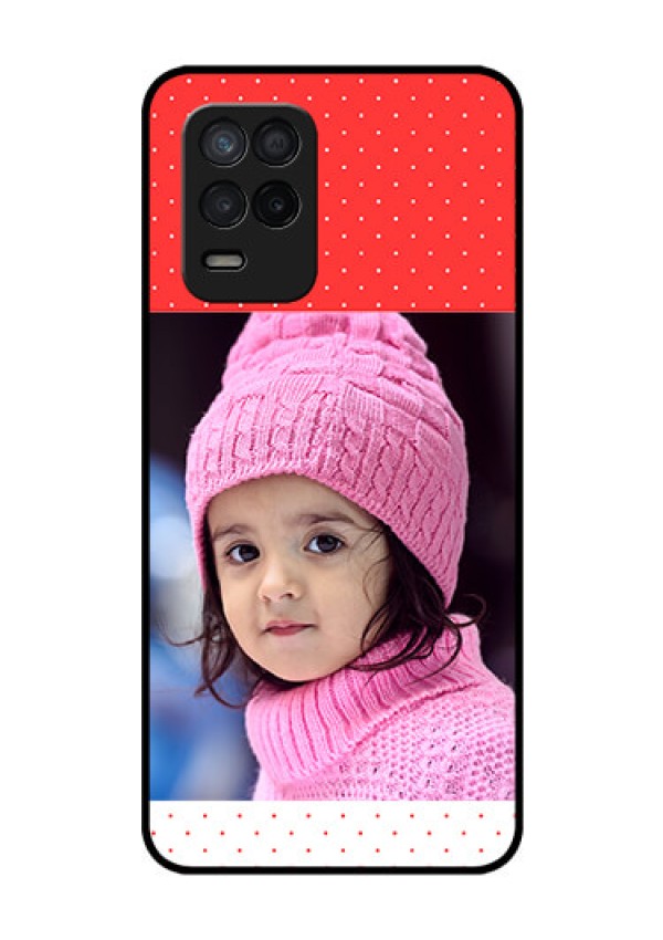 Realme 8 5G Photo Printing on Glass Case - Red Pattern Design