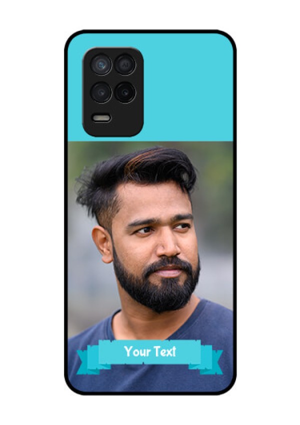 Realme 8 5G Personalized Glass Phone Case - Simple Blue Color Design
