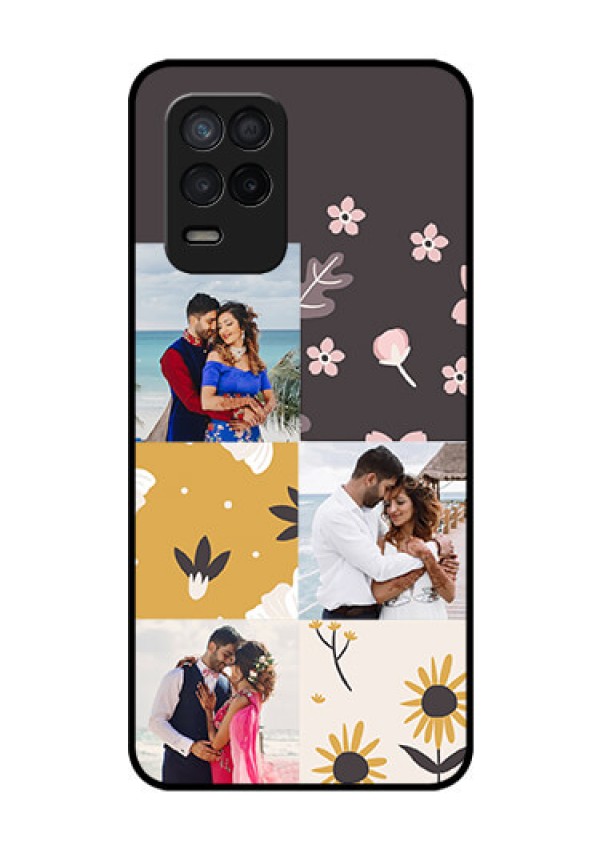 Realme 8 5G Photo Printing on Glass Case - 3 Images with Floral Design