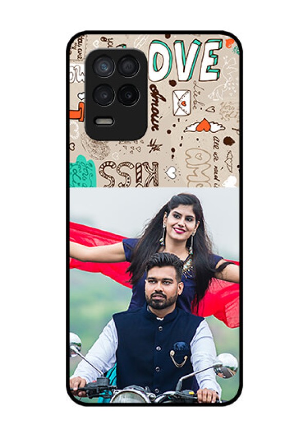 Realme 8 5G Custom Glass Phone Case - Love Doodle Pattern 