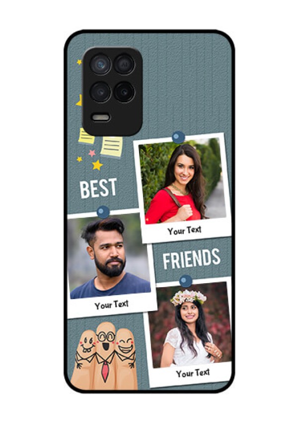 Realme 8 5G Personalized Glass Phone Case - Sticky Frames and Friendship Design