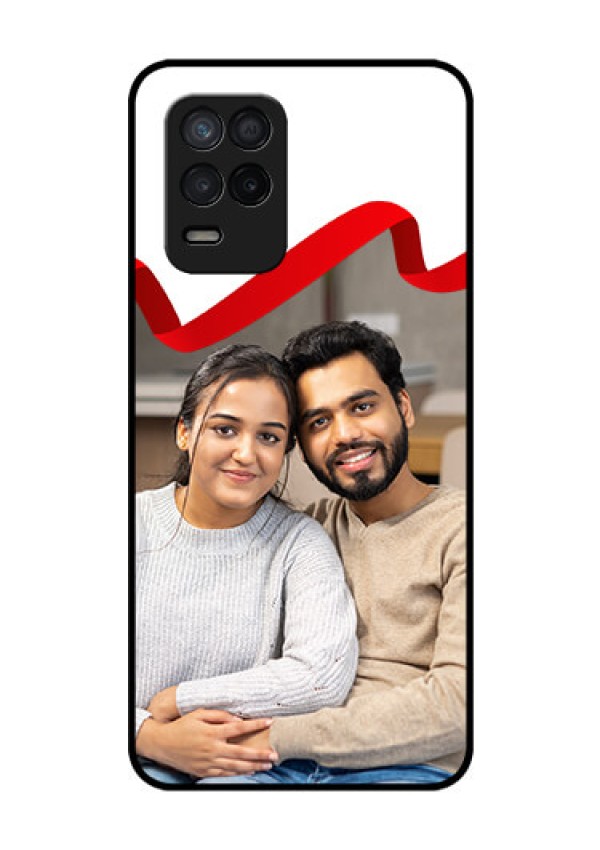 Realme 8 5G Photo Printing on Glass Case - Red Ribbon Frame Design