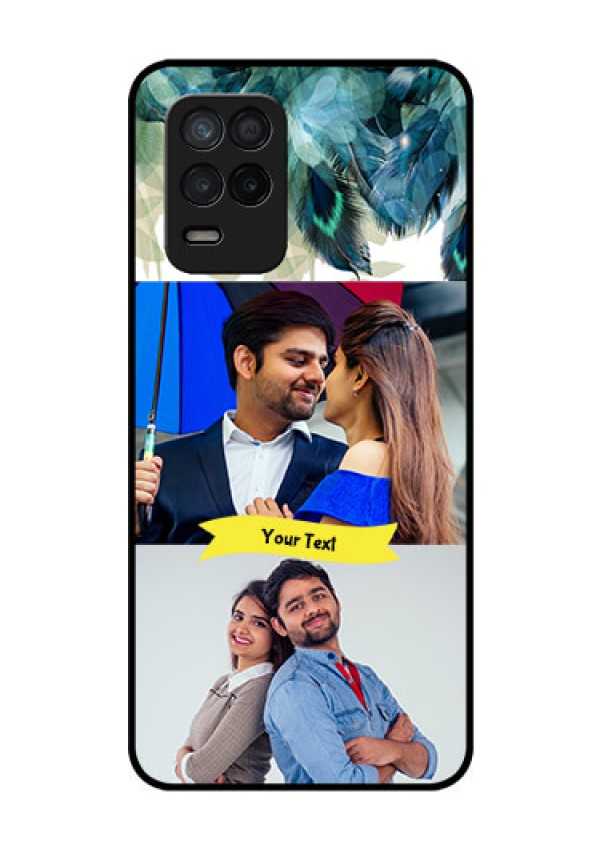 Realme 8 5G Personalized Glass Phone Case - Image with Boho Peacock Feather Design