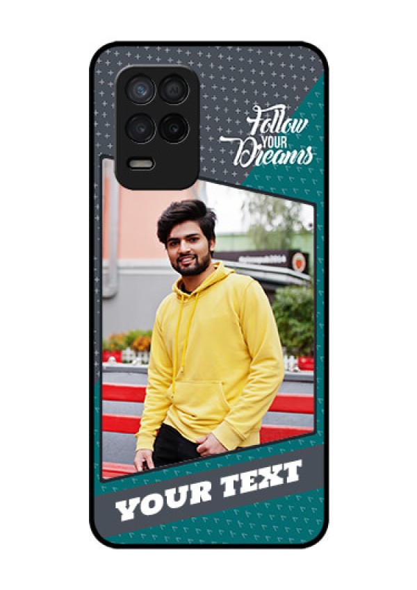 Realme 8 5G Personalized Glass Phone Case - Background Pattern Design with Quote