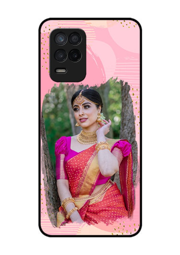 Realme 8 5G Personalized Glass Phone Case - Gold Glitter Splash Design