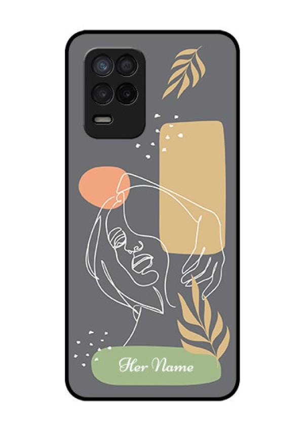 Realme 8 5G Custom Glass Phone Case - Gazing Woman line art Design