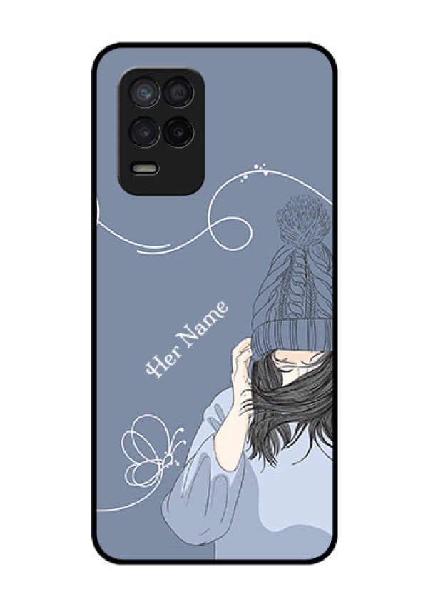 Realme 8 5G Custom Glass Mobile Case - Girl in winter outfit Design