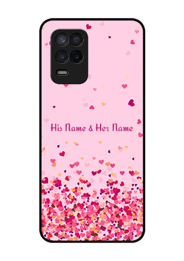 Realme 8 5G Photo Printing on Glass Case - Floating Hearts Design