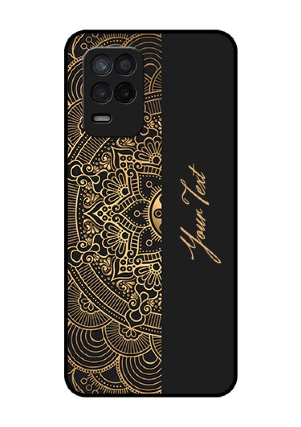 Realme 8 5G Photo Printing on Glass Case - Mandala art with custom text Design