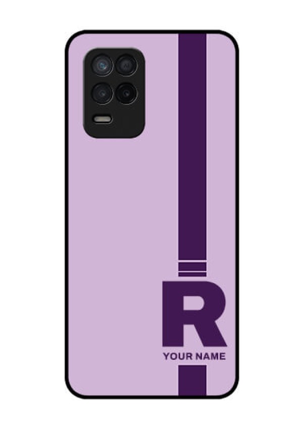 Realme 8 5G Photo Printing on Glass Case - Simple dual tone stripe with name Design