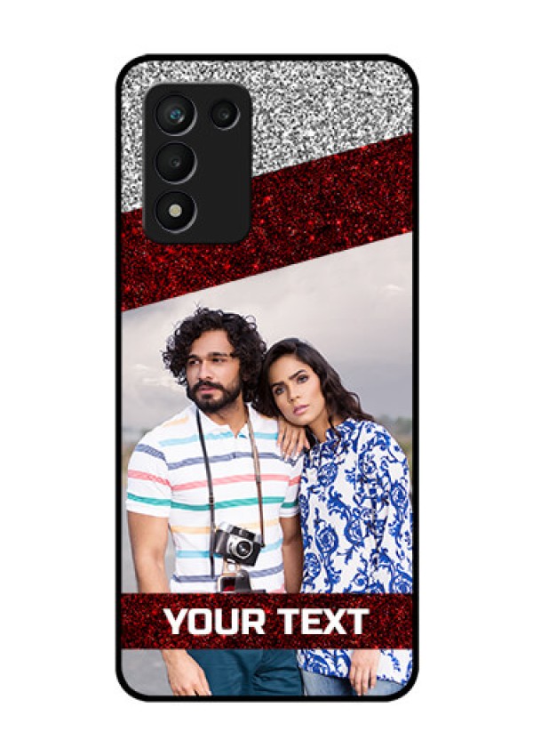 Realme 9 5G Speed Edition Personalized Glass Phone Case - Image Holder with Glitter Strip Design