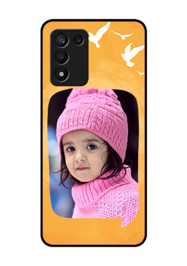 Realme 9 5G Speed Edition Personalized Glass Phone Case - Water Color Design with Bird Icons
