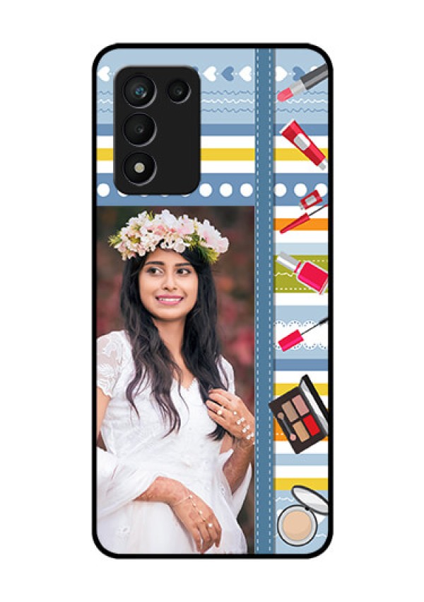 Realme 9 5G Speed Edition Personalized Glass Phone Case - Makeup Icons Design
