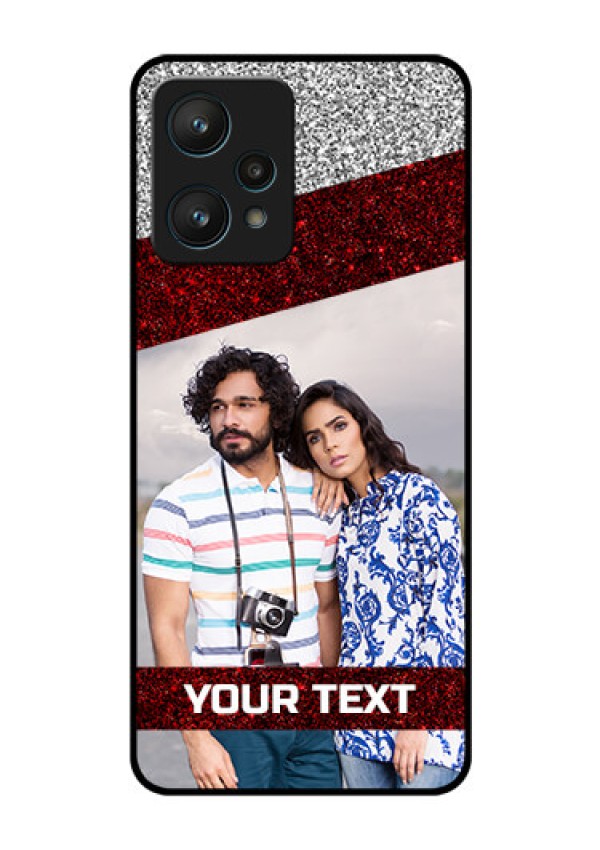 Realme 9 Pro 5G Personalized Glass Phone Case - Image Holder with Glitter Strip Design