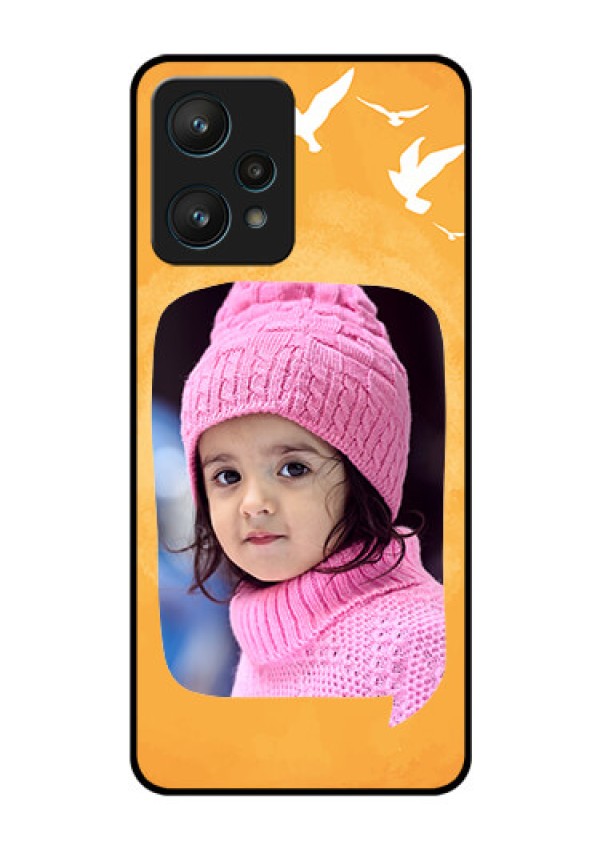 Realme 9 Pro 5G Personalized Glass Phone Case - Water Color Design with Bird Icons