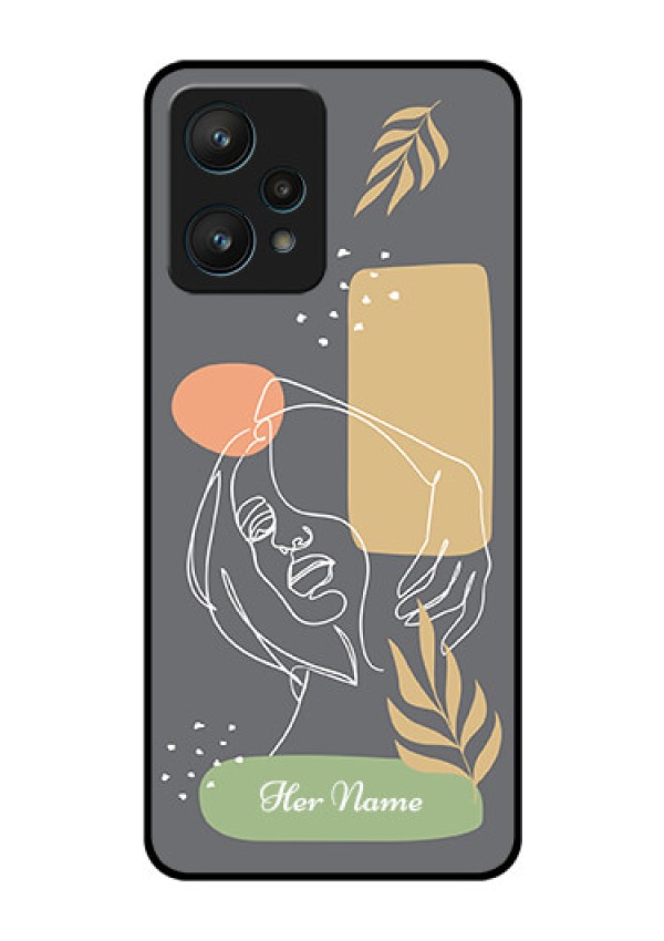 Realme 9 Pro 5G Custom Glass Phone Case - Gazing Woman line art Design