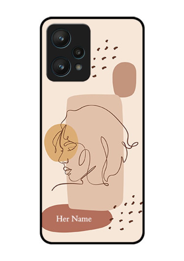 Realme 9 Pro 5G Photo Printing on Glass Case - Calm Woman line art Design