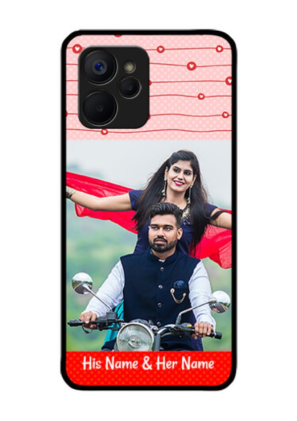 Realme 9i 5G Personalized Glass Phone Case - Red Pattern Case Design