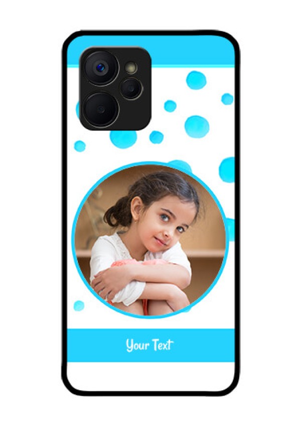 Realme 9i 5G Photo Printing on Glass Case - Blue Bubbles Pattern Design