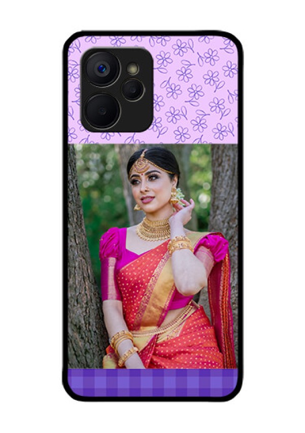 Realme 9i 5G Custom Glass Phone Case - Purple Floral Design