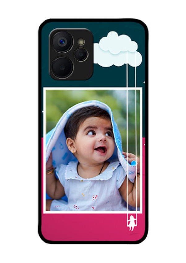Realme 9i 5G Custom Glass Phone Case - Cute Girl with Cloud Design