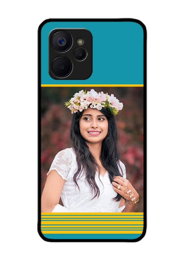 Realme 9i 5G Custom Glass Phone Case - Yellow & Blue Design