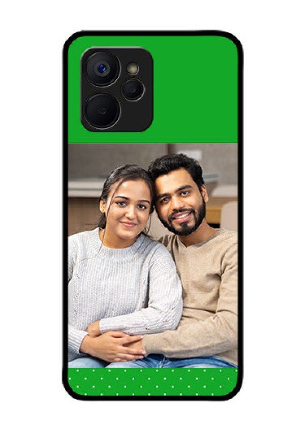 Realme 9i 5G Personalized Glass Phone Case - Green Pattern Design