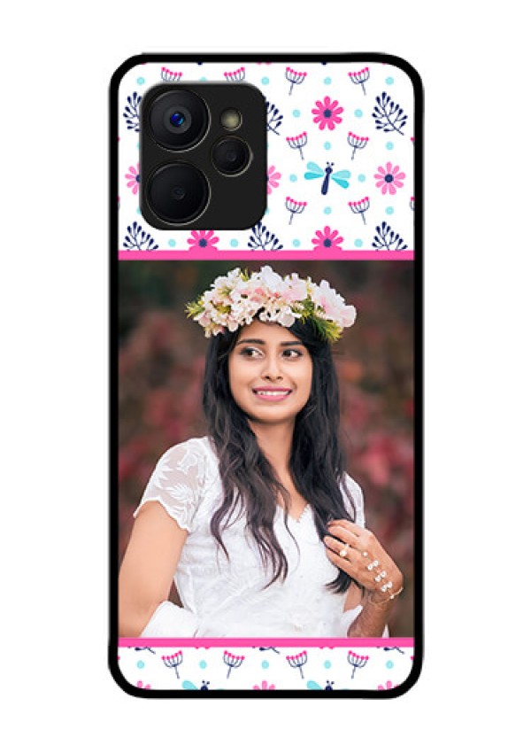 Realme 9i 5G Photo Printing on Glass Case - Colorful Flower Design