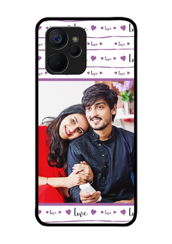 Realme 9i 5G Custom Glass Mobile Case - Couples Heart Design