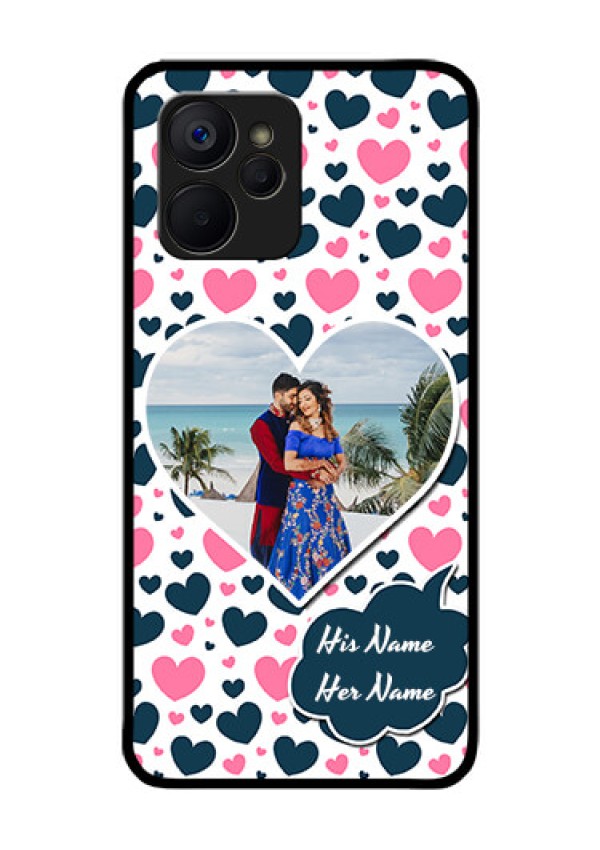 Realme 9i 5G Custom Glass Phone Case - Pink & Blue Heart Design
