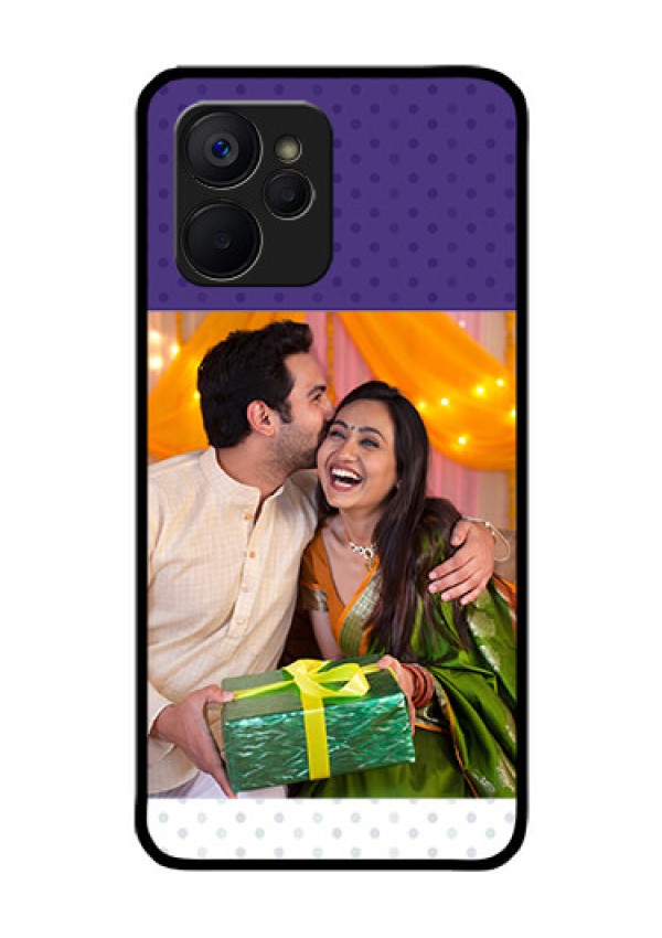Realme 9i 5G Personalized Glass Phone Case - Violet Pattern Design