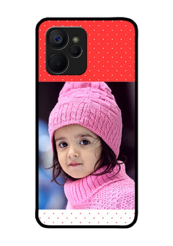 Realme 9i 5G Photo Printing on Glass Case - Red Pattern Design
